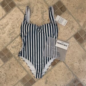 Kenny Flowers The Hamptons Navy and White Striped One Piece Swimsuit, NWT